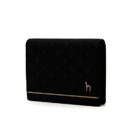 Hazzys (광주신세계)HAZZYS ACC 블랙 가죽 퍼피로고 라인배색 2단 카드지갑 HJHO5E457BK (HaZZYS ACC) Black Leather Puppy Logo Color Block Two-Tier Card Wallet HJHO5E457BK