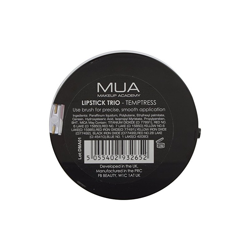 MUA Lip Trio Lip Stick Palette, Temptress
