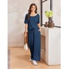 Cnlinkco Two Piece Sets for Women Short Sleeve Casual Pajama