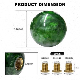 ZNDAW Round Ball Shift Knob, Marble Style Gear Lever Stick Shifter Knobs with 3 Adapters, Universal Spherical Gear Shifter Grip for 5 6 Speed Manual Auto Vehicles, Car Accessories (Marble-Dark Green)