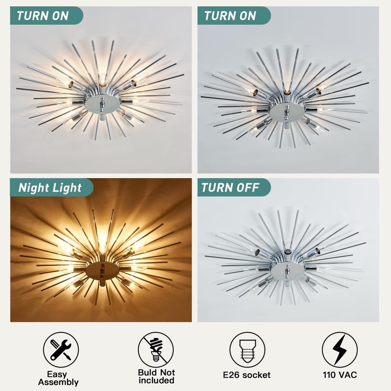ZGLAOJT Semi Flush Mount 8 Light Ceiling Light Modern Metal