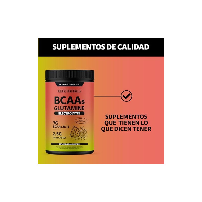 Beyond Vitamins BCAA + Glutamina + Electrolitos | 7g Aminoácidos