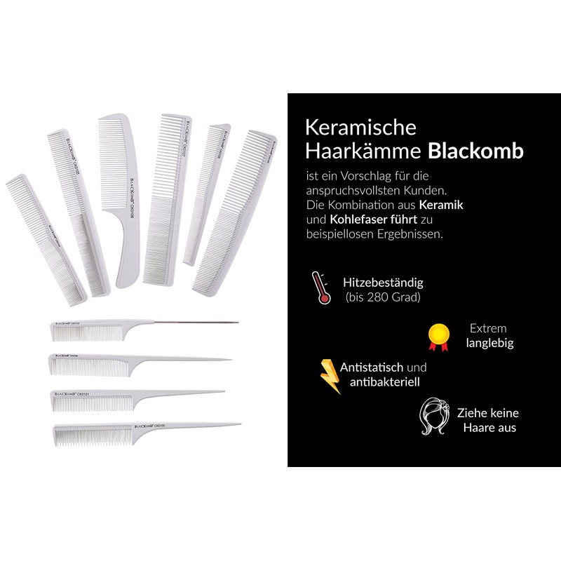 Blackomb - Professional Ceramic Detangling Comb | Hairdressing Comb |
