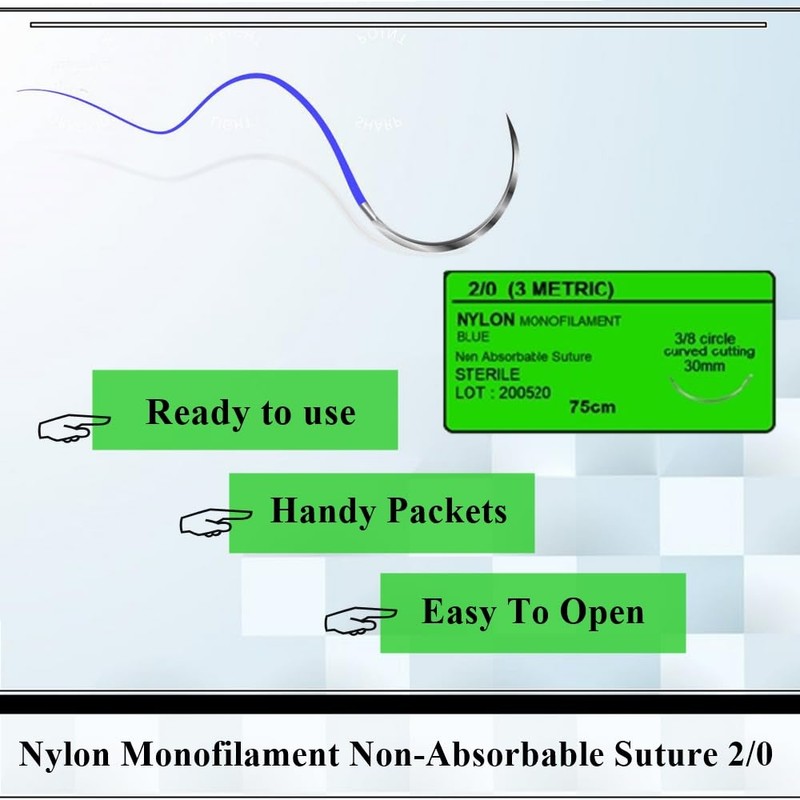 HTI 12/PK Training Suture Thread Teaching Individual Package Nylon Suturing
