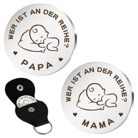 FlexiTonic Expectant Dad Mum Gift Decision Coin Funny Gifts for Birth New Parents Gift Pregnancy Gift Christening Gifts for Girls Boys New Dad Mum Gifts, silver