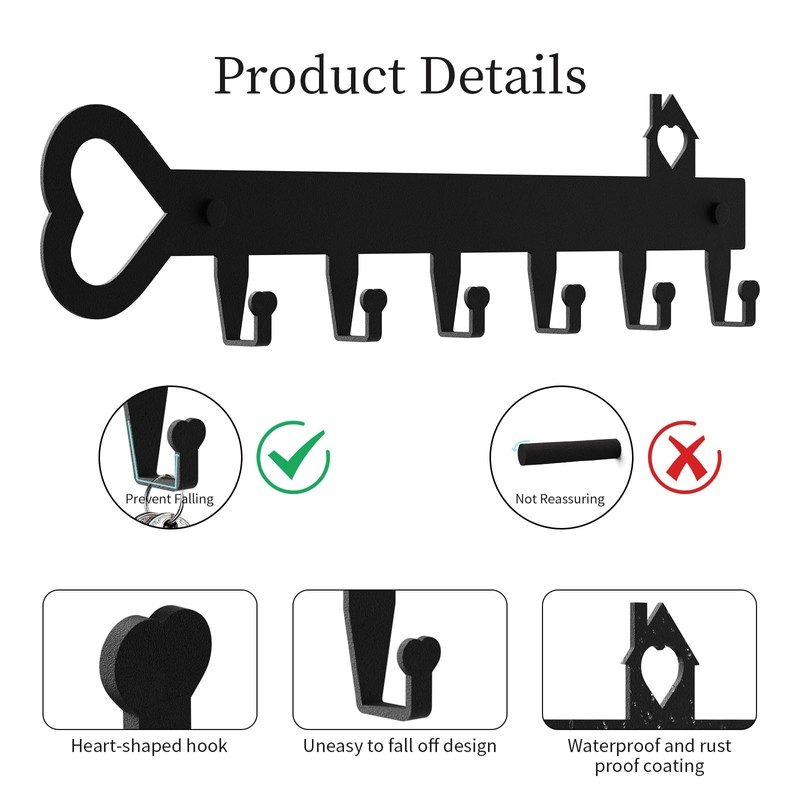 GENHH Pack of 2 Key Rack, Key Holder Wall in