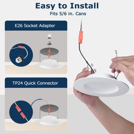 12PK 6inch 5CCT LED Recessed Lighting, 5 color Temperature in 1 light, 10-100% Dimming Range, 12W, 1000LM, 2700K/3000K/3500K/4000K/5000K Selectable, Retrofit Can Lights with Baffle Trim, ETL