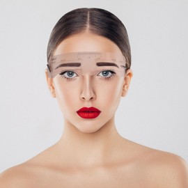 Plantillas reutilizables para cejas, plantilla para cejas con banda elástica para principiantes (distancia de cejas: 3 cm)