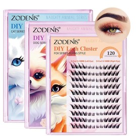 Zodenis Fox & Cat & Dog Style Mixed 3D Fluffy False Eyelashes, 1 Count Natural Look Eyelash Extensions, Self Grafting Curl Eyelashes, Eye Makeup Enhancement