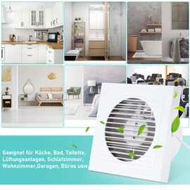Ikodm Bathroom Fan 100 mm Bathroom Fan Extractor Fan Wall Mounted for Kitchen, Bathroom, Loft Window and Basement, Silent Operation, Includes Screws and Dowels, White