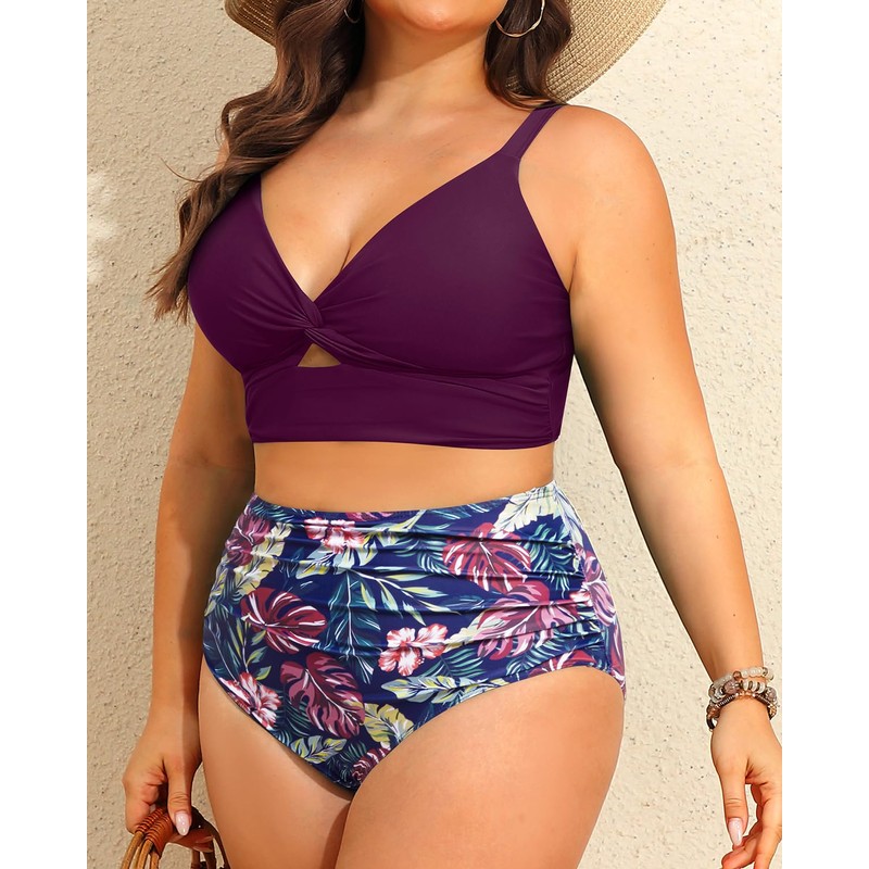 Daci Plus Size Two Piece Swimsuits - Women High Waisted