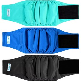 Paw Legend Washable Dog Belly Band Wrap Diapers for Male Dog | High Absorbing Puppy & Doggy Diapers Male (3 Pack,Blue,Aqua,Black,Small)