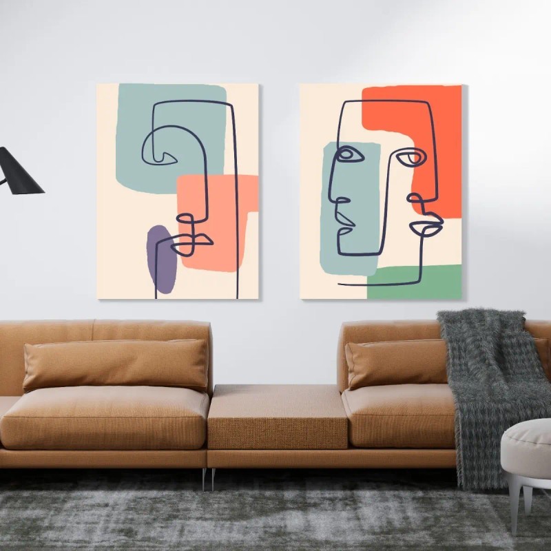Juego De Cuadros Canvas Minimalistas De 65x43 Cm 2pz
