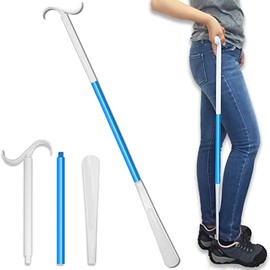 Calzador de mango largo de 35.5 pulgadas, bastón para vestirse, ayuda para quitar calcetines - Ayuda para vestirse versátil y ajustable para zapatos, calcetines, camisas, pantalones - Calzador largo