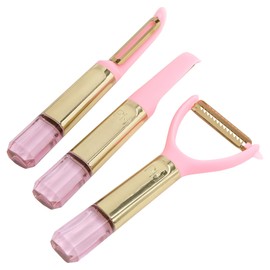 Paris Hilton - Juego de peladores de 3 piezas con mango en forma de joya rosa, apto para lavaplatos, utensilios y utensilios de cocina, rosa y dorado