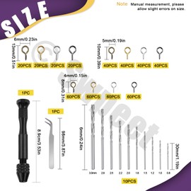 Swpeet 492Pcs Pin Vise Small Push Hand Drill and 0.8-3mm Drill Bits Set with Tweezer and 8/10/13mm Length Eye Screws Assortment Kit, Hand Drill for DIY Keychain, Jewelry Making, Resin Polymer Clay