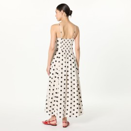 The Drop Women’s Luna Scoop Neck Linen Maxi Dress, Whisper White/Black Polka Dot, XS