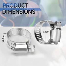 iCrimp Adjustable Stainless Steel Hose Clamps, Fits 1/4" to 1-5/8", 20 Pack, Hose Clamps for Pipe, Hose, Fuel Line