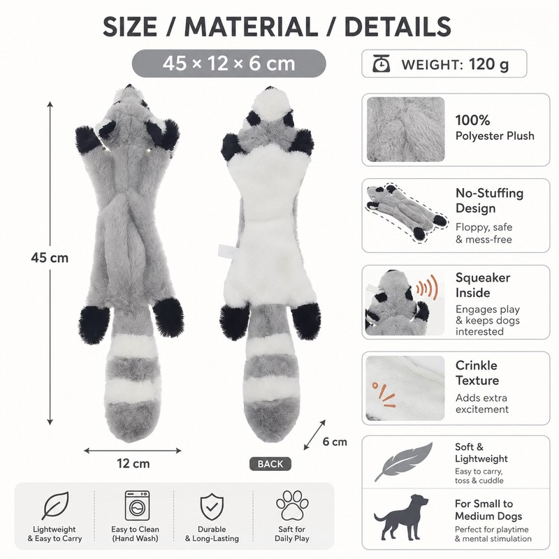 No-Stuffing Dog Squeaky Toy for Interactive Play – 45cm Crinkle