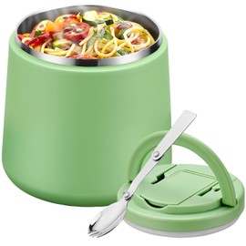Soup Thermo for Hot Food 20oz Lunch Containers with Buckle Lid Wide Mouth Hot Food Jar Vacuum Insulated Stainless Steel Bento Box Leakproof with Spoon(Green)