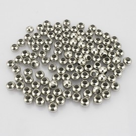 LolliBeads (R) Platinum Smooth Round Metal Beads 6 mm 300 Pcs
