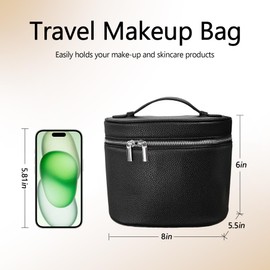 Upgrade Makeup Bag Travel Toiletry Bag Portable Cosmetic Makeup Organizer Bag Detachable Compartments (Black-dark and sophisticated style)