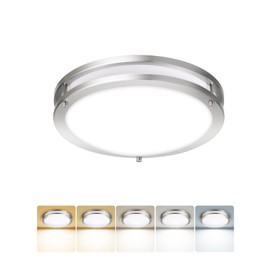 Run Bison 16IN Double Ring Flush Mount Ceiling Lights, 24W, 1900LM,with 5CCT 2700K-5000K Adjustable, Dimmable LED Ceiling Light Fixtures for Hallway, Bedroom, Kitchen, ETL Listed - 1PK