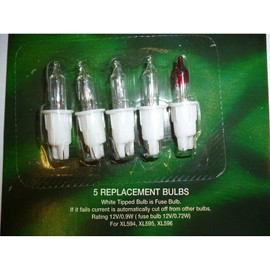 4 Clear Push In Spare Bulbs 12v 0.9w & 1 Fuse Bulb White Bases (SB262)