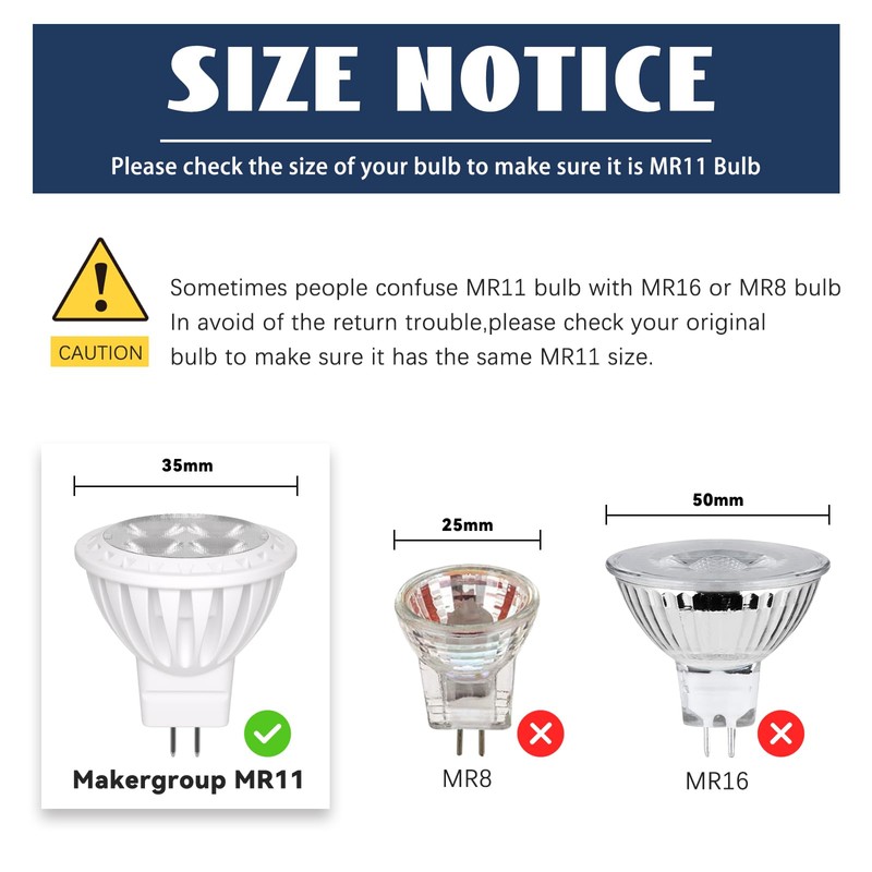 GOHDLAMP MR11 3W LED Bulbs 6-Pack - Warm White 2700K,