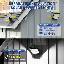 Solar Lights for Outside, 6-Pack 186 LED Outdoor Lights with Remote Control, Dusk to Dawn 2500LM Flood Lights, IP65 Waterproof Solar Wall Light with Motion Sensor for Yard,Patio,Garden,Garage