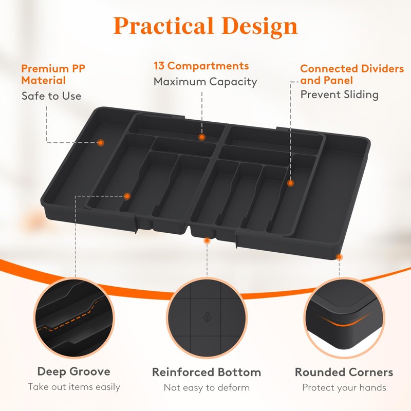 Lifewit Large Silverware Drawer Organizer, Expandable From 21 to 36