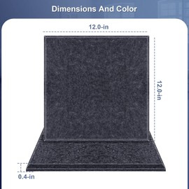 DEKIRU Self Adhevise Acoustic Panels Sound Proof Padding, 12 X 12 X 0.4 Inches High Density Sound Proof Foam Panels Used in Home & Offices （12 Pack Sesame Black）