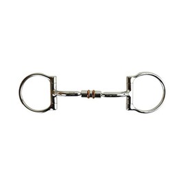 AK Bocchino curvo rotante ad anello a D con canna articolata con doppio rullo in rame Horse Bits AKRS-2623 (5.00'', argento)
