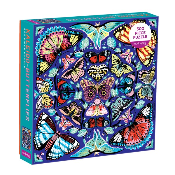 Abrams Kaleido-Butterflies Jigsaw Puzzle, 500 Pieces, 20” x 20” – Ages 8+ – Colorfully Arranged in a Kaleidoscope View Pattern – Fun and Challenging Family Puzzle – Fun Indoor Activity