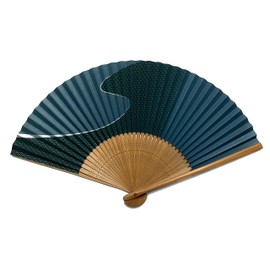 Hanakanzashi 81 Folding Fan, Men's, Men's, Fan Set, Includes Fan Bag, 8.5 inches (21.5 cm), Premium Paper Fan, Japanese Pattern, Metallic Blue, Running Water, gray blue