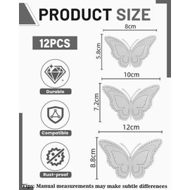 ZEXIJOW 12 Bögen 3D,Deko Schmetterlinge für DIY Dekoration,Scrapbooking,Gepäck,Wand und Fenster Haarspange Dekoration,Dekorative Schmetterlinge,Dekorative Wandaufkleber