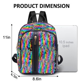 Small Sequin Backpack for Girls Glitter Backpacks School Bookbag Fashion Daypacks - Colorful Rainbow