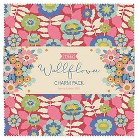 Tilda WallFlower Charm Pack by Tone Finnanger for Tilda Fabrics TIL300239 40 5" Fabric Squares