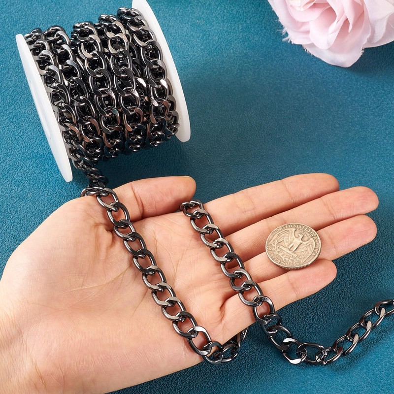 Crafans 5 Meters Aluminium Curb Chains Black Twisted Extender Chains