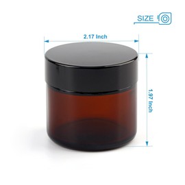Encheng 15 Pack of 2 oz Amber Round Glass Jars,with Inner Liners and black Lids,Empty Cosmetic Containers,Cream jars. …