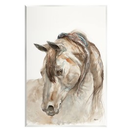 Stupell Industries Gentle Horse Portrait Farm Animal Watercolor Detail Wood Wall Art, Design By Patti Mann