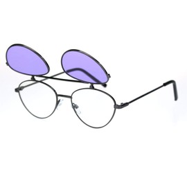 SA106 Hipster Hippie Pop Color Flip Up Lens Pimp Daddy Sunglasses Gunmetal Purple