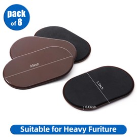 Kayzn Reusable Large Furniture Movers Sliders for Carpet - 8 Pack 9-1/2" x 5-3/4" Oval Furniture Moving Pads for Heavy Duty Furniture Sliders, Effortless Moving and Surface Protection