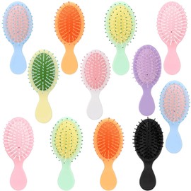 12 Pack Mini Hair Brush Bulk Soft Brushes For Hair Travel Detangler Wet Hair Mini Pocket Travel Soft Bristles Hair Brush Small Paddle For Men Women 8 Colors Manjonzic