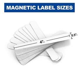 Rammos Dry Erase Magnetic Labels 0.5 x 4 inch 30 Pieces Magnetic Labels, Waterproof White Magnet Labels for Whiteboards, School, Office and Home