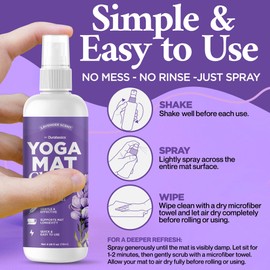 Durabasics Yoga Mat Cleaner Spray – Lavender Scent – 2 Pack (4 oz Each) with Microfiber Towel – Mat Spray Cleaner for Sweat & Odor – Quick-Dry, No Rinse Formula for Gear & Gym Equipment