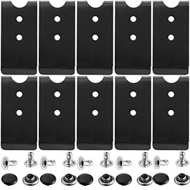 10 Pieces Metal Belt Clip Holster Belt Clip Buckle Spring Hook Belt Clip with 10 Pairs Rivets for Belt Bag Leather DIY (Black)