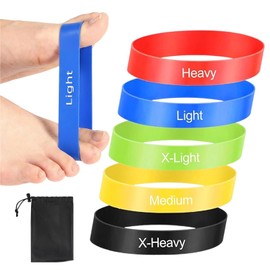 5 Pcs Latex Toe Stretch Bands with Storage Bag, Hallux Valgus Exercise Resistance Straps for Pilates Yoga, Bunion Relief Big Toe Alignment, Home Fitness Workouts