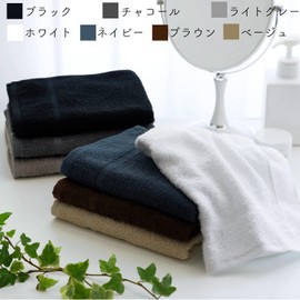 Senshu Towels, Face Towels, Slightly Thin (240 Momme), Made in Japan, 100% Cotton, Water Absorbent, Commercial Use, Set of 10 Same Color, Black