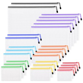 PAPEJOON 26pcs Mesh Zipper Pouch Bags, 8 Sizes Plastic Zipper Bags for Organizing Storage, Clear Pouches with Zipper, Waterproof Mesh Pouch for Office School Supplies, Home Organize, Travel Storage